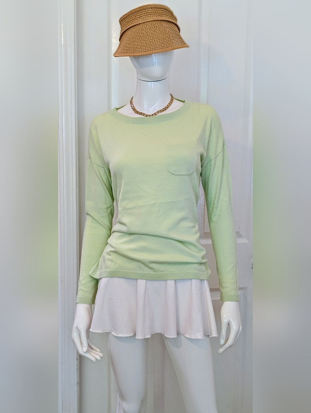 Talbots Light Green Lambseool Blend Crewneck Sweater Mp